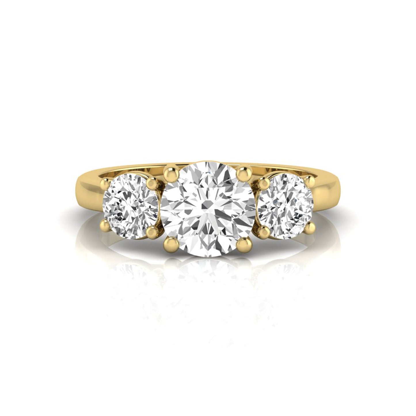 Round Cut Lab Grown Diamond Three Stone Engagement Ring