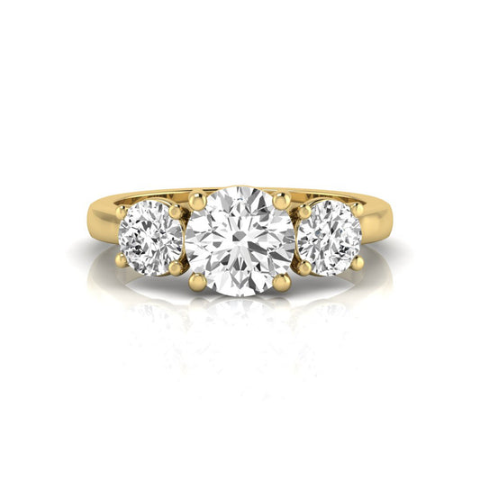 Round Cut Lab Grown Diamond Three Stone Engagement Ring