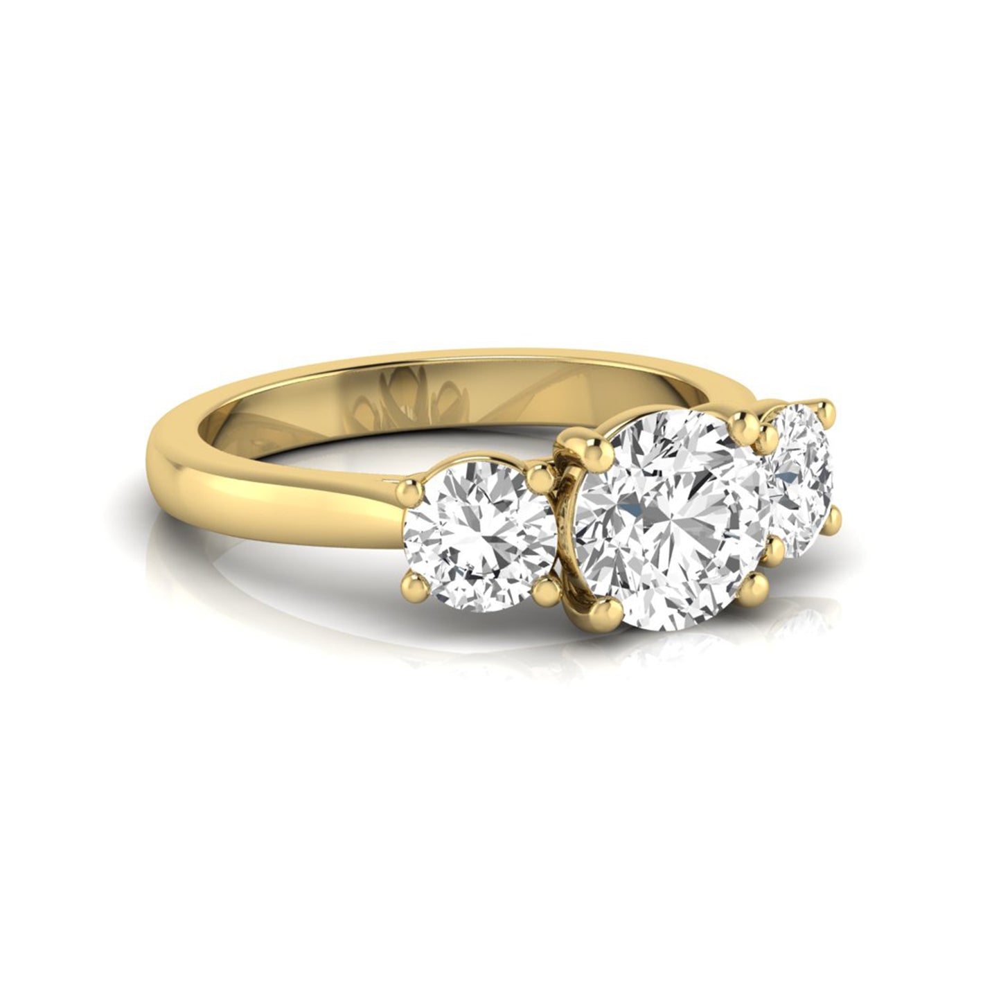 Round Cut Lab Grown Diamond Three Stone Engagement Ring