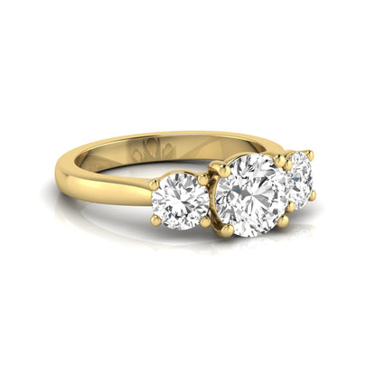 Round Cut Lab Grown Diamond Three Stone Engagement Ring