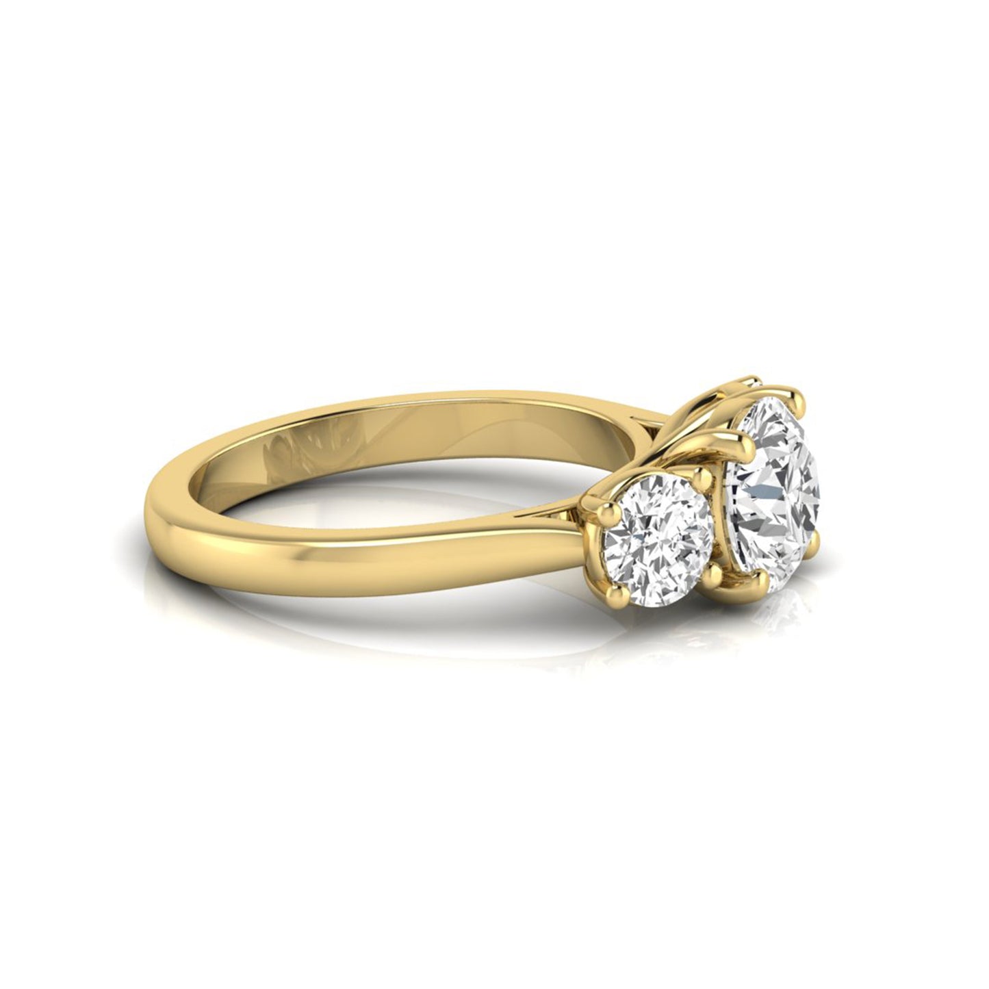 Round Cut Lab Grown Diamond Three Stone Engagement Ring