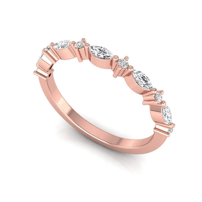 Marquise & Round Lab Grown Diamond Half Eternity Wedding Band