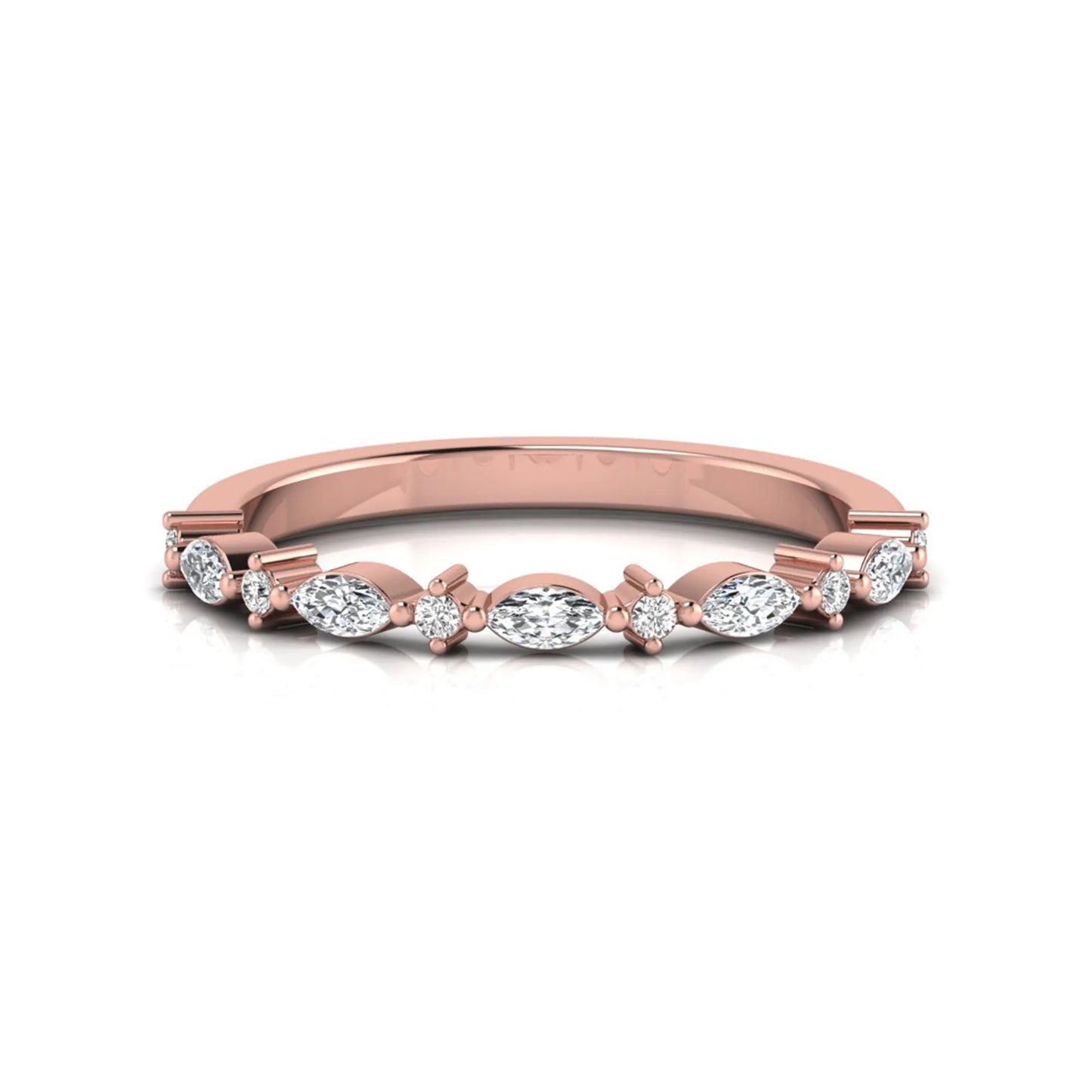Marquise & Round Lab Grown Diamond Half Eternity Wedding Band
