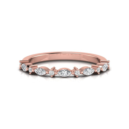 Marquise & Round Lab Grown Diamond Half Eternity Wedding Band