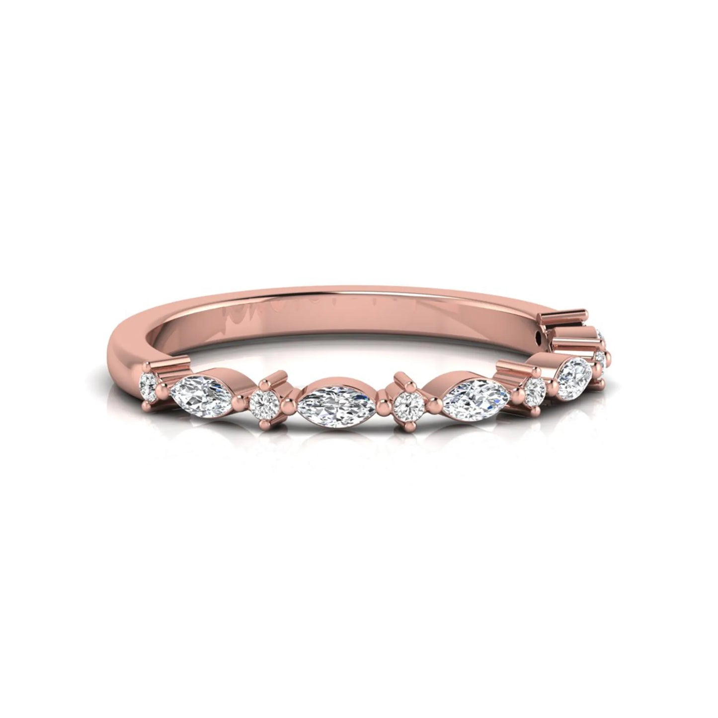 Marquise & Round Lab Grown Diamond Half Eternity Wedding Band