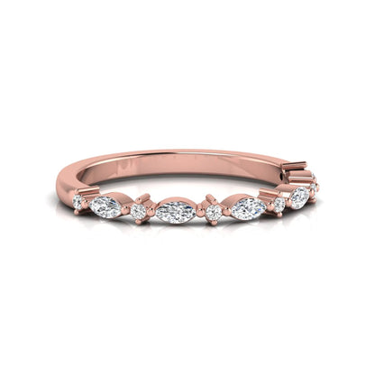 Marquise & Round Lab Grown Diamond Half Eternity Wedding Band