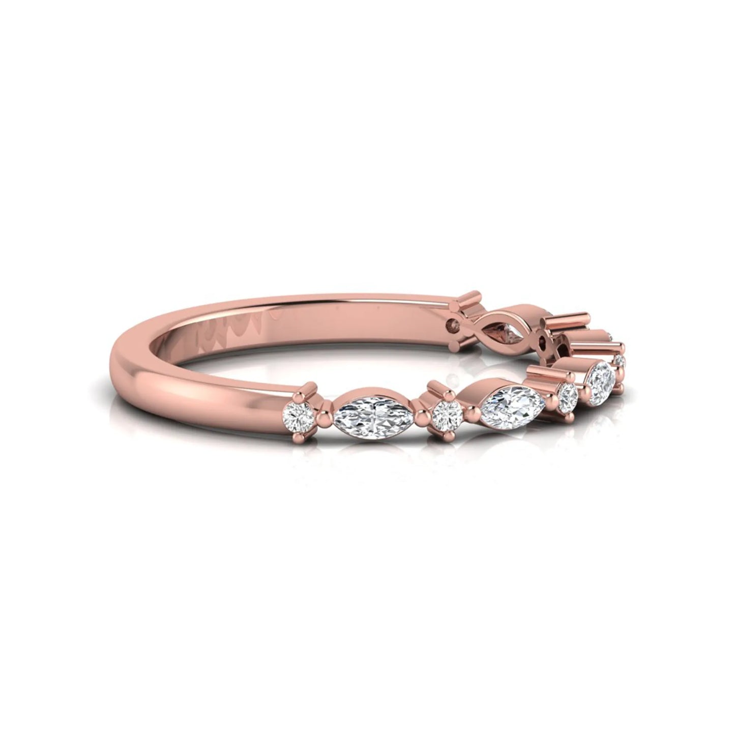 Marquise & Round Lab Grown Diamond Half Eternity Wedding Band
