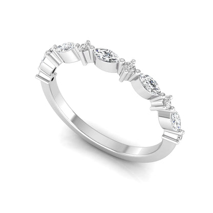 Marquise & Round Lab Grown Diamond Half Eternity Wedding Band