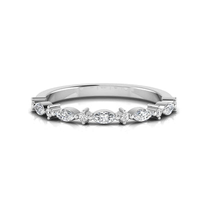 Marquise & Round Lab Grown Diamond Half Eternity Wedding Band
