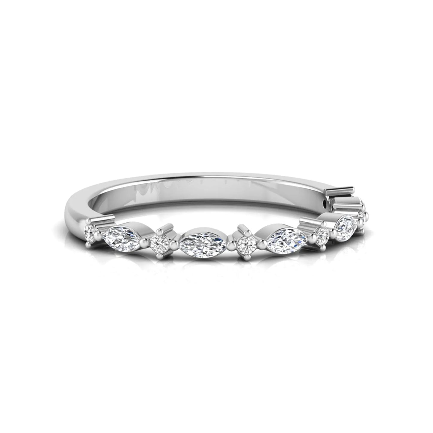 Marquise & Round Lab Grown Diamond Half Eternity Wedding Band