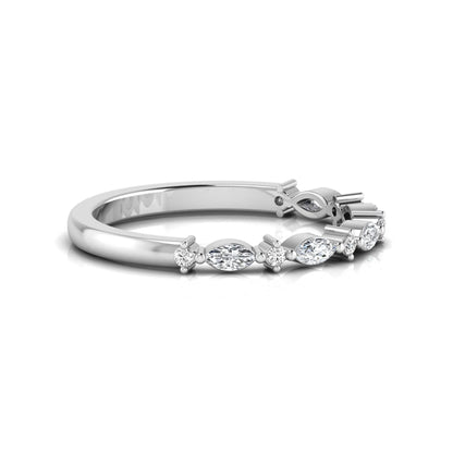 Marquise & Round Lab Grown Diamond Half Eternity Wedding Band