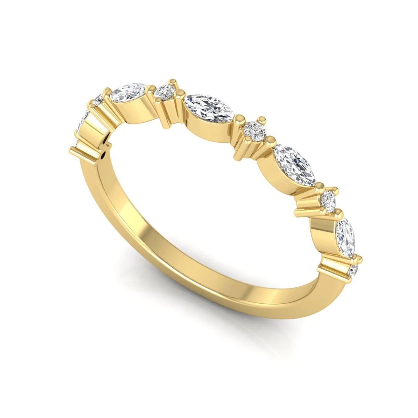 Marquise & Round Lab Grown Diamond Half Eternity Wedding Band