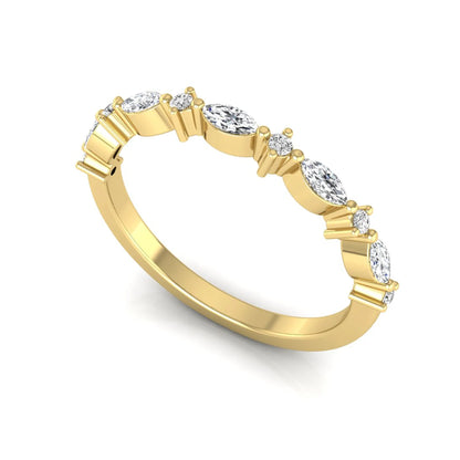 Marquise & Round Lab Grown Diamond Half Eternity Wedding Band