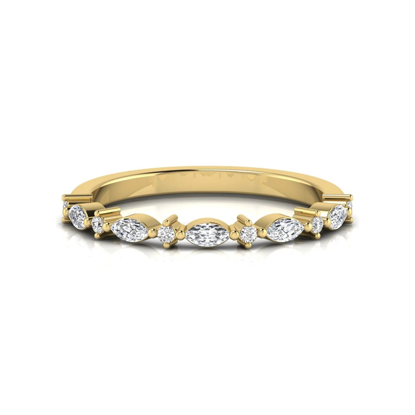 Marquise & Round Lab Grown Diamond Half Eternity Wedding Band