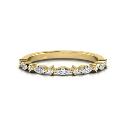 Marquise & Round Lab Grown Diamond Half Eternity Wedding Band