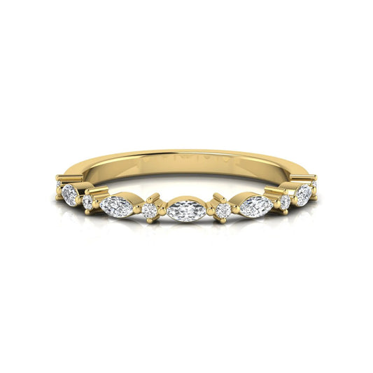 Marquise & Round Lab Grown Diamond Half Eternity Wedding Band