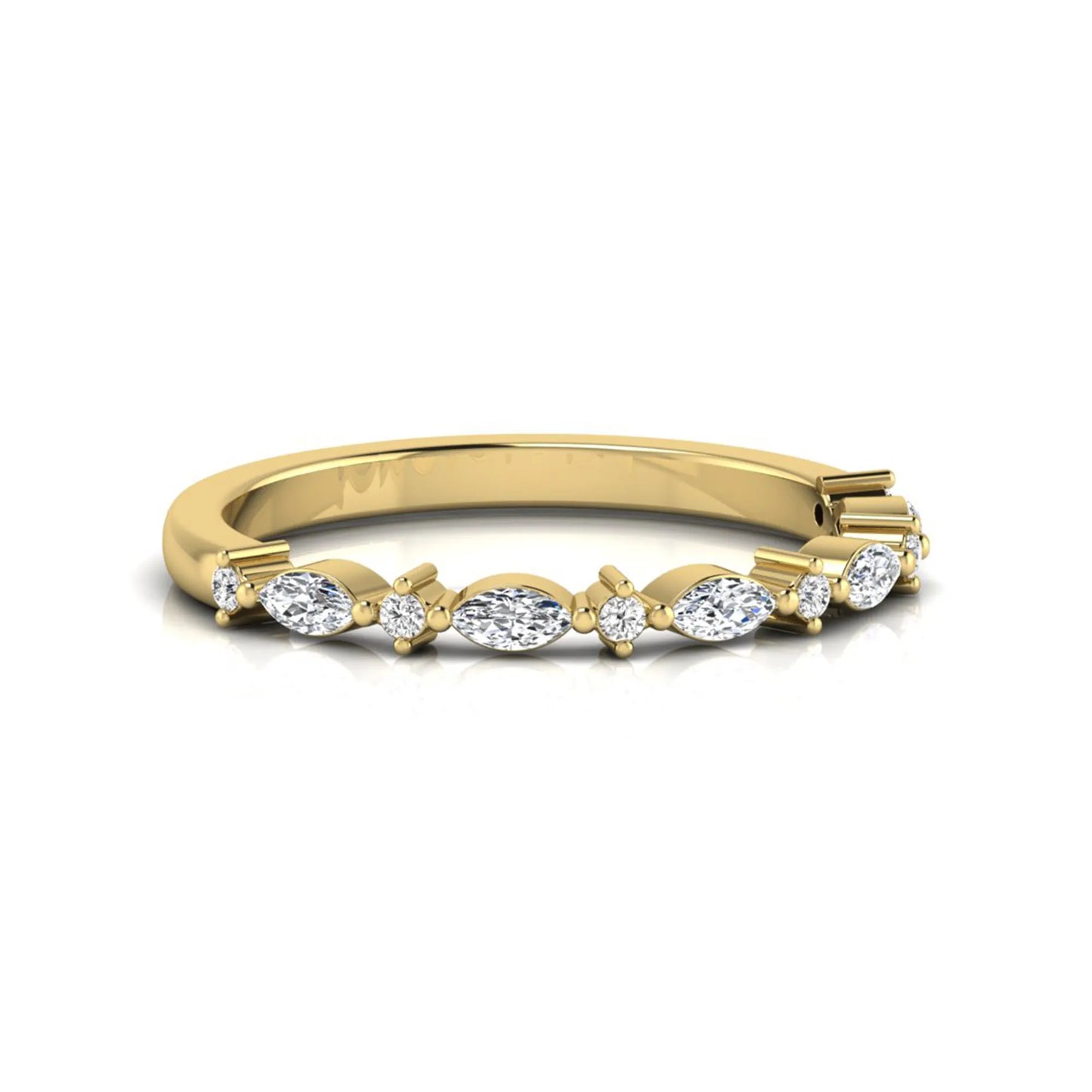 Marquise & Round Lab Grown Diamond Half Eternity Wedding Band