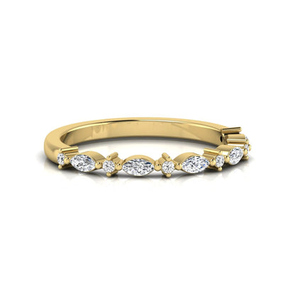 Marquise & Round Lab Grown Diamond Half Eternity Wedding Band