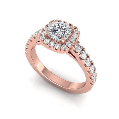 Cushion Cut Halo Lab Grown Diamond Engagement Ring
