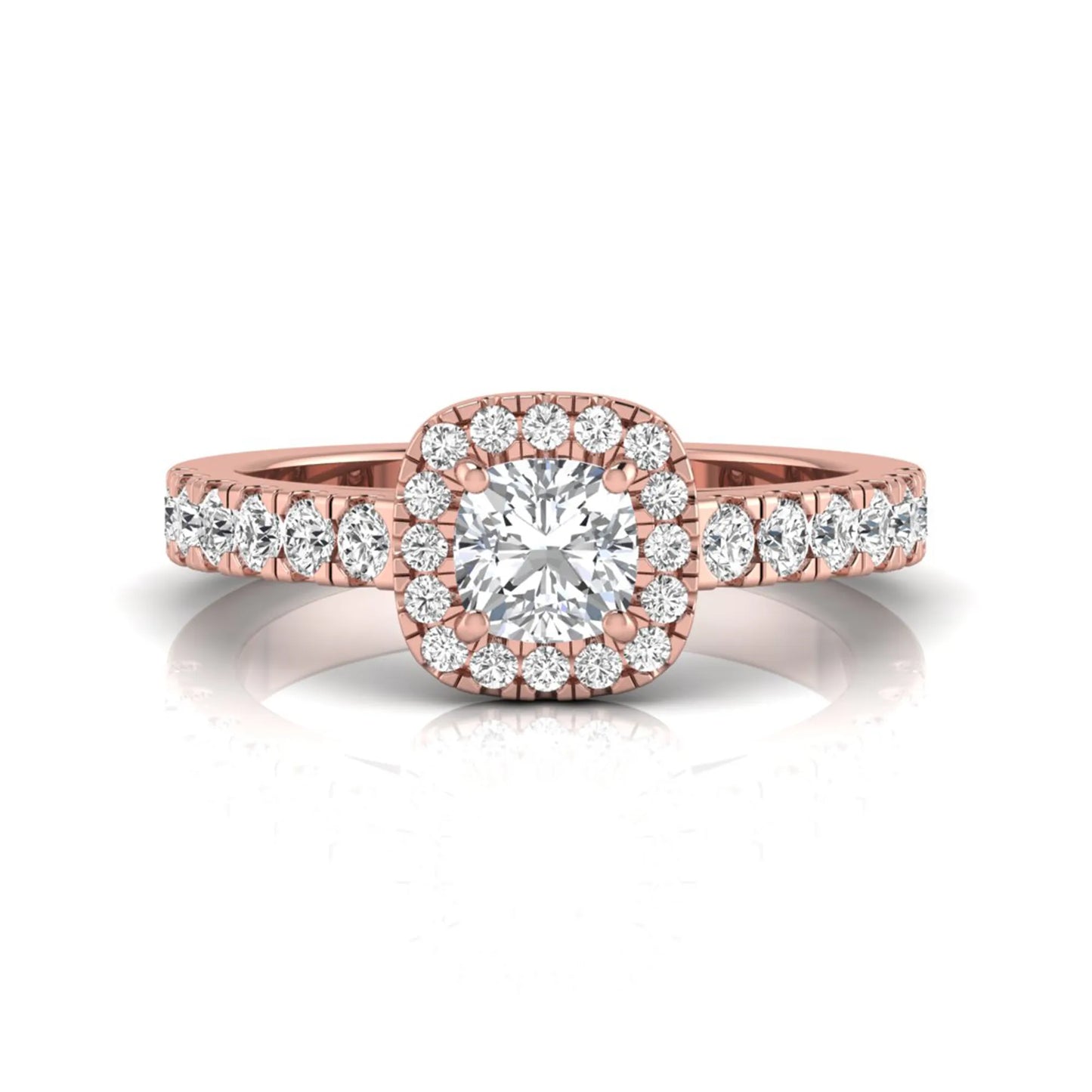 Cushion Cut Halo Lab Grown Diamond Engagement Ring