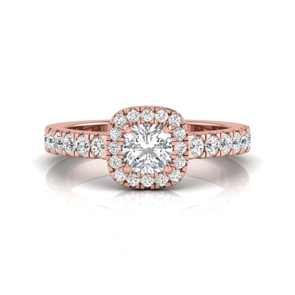 Cushion Cut Halo Lab Grown Diamond Engagement Ring