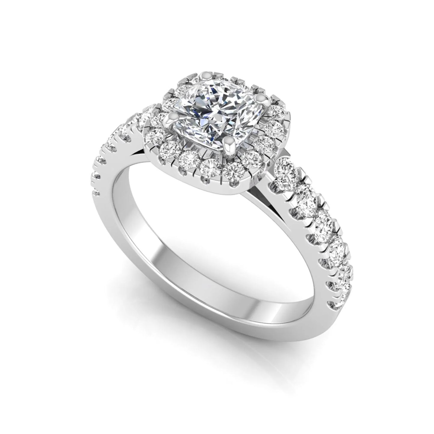 Cushion Cut Halo Lab Grown Diamond Engagement Ring