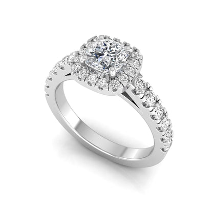 Cushion Cut Halo Lab Grown Diamond Engagement Ring