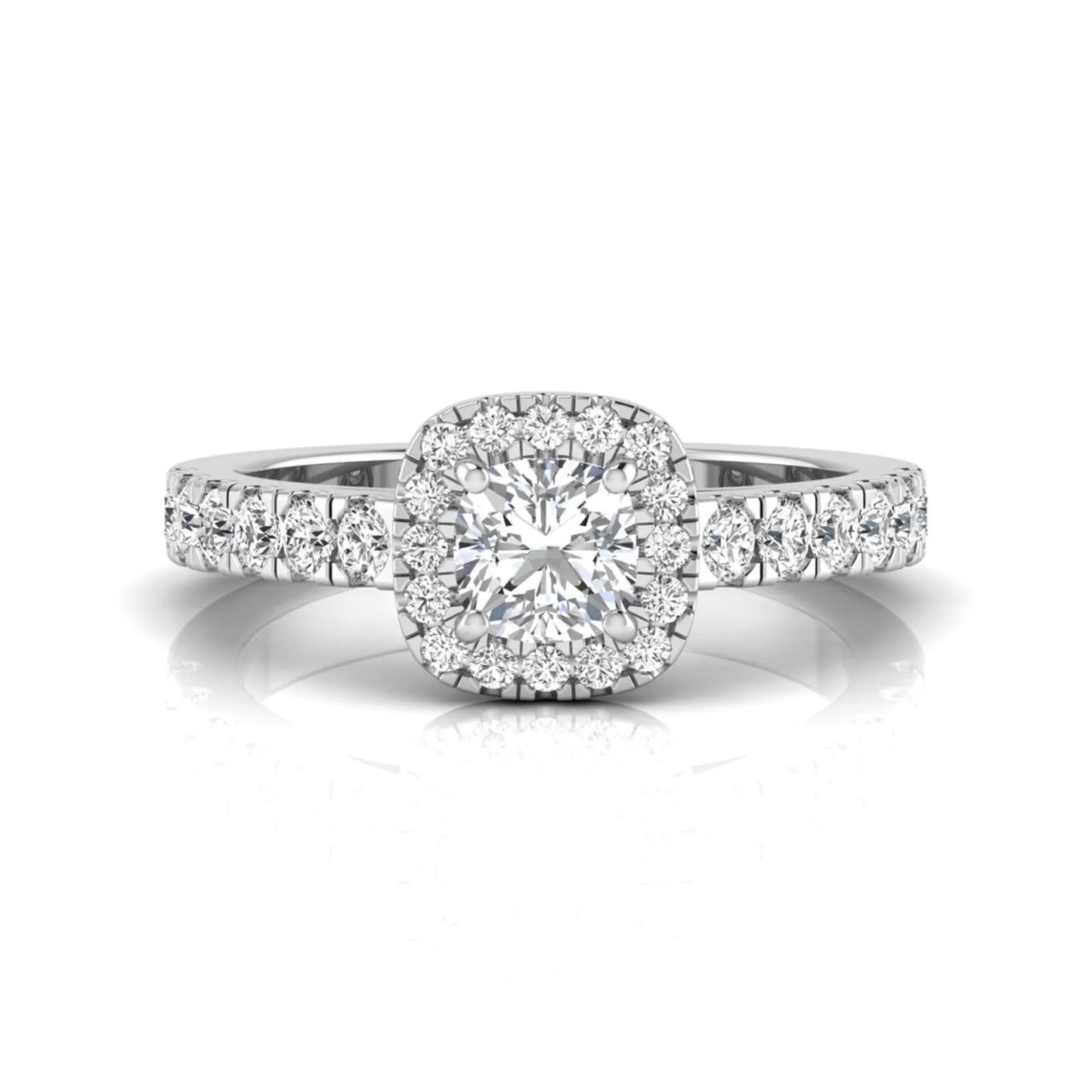 Cushion Cut Halo Lab Grown Diamond Engagement Ring