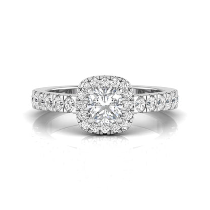 Cushion Cut Halo Lab Grown Diamond Engagement Ring