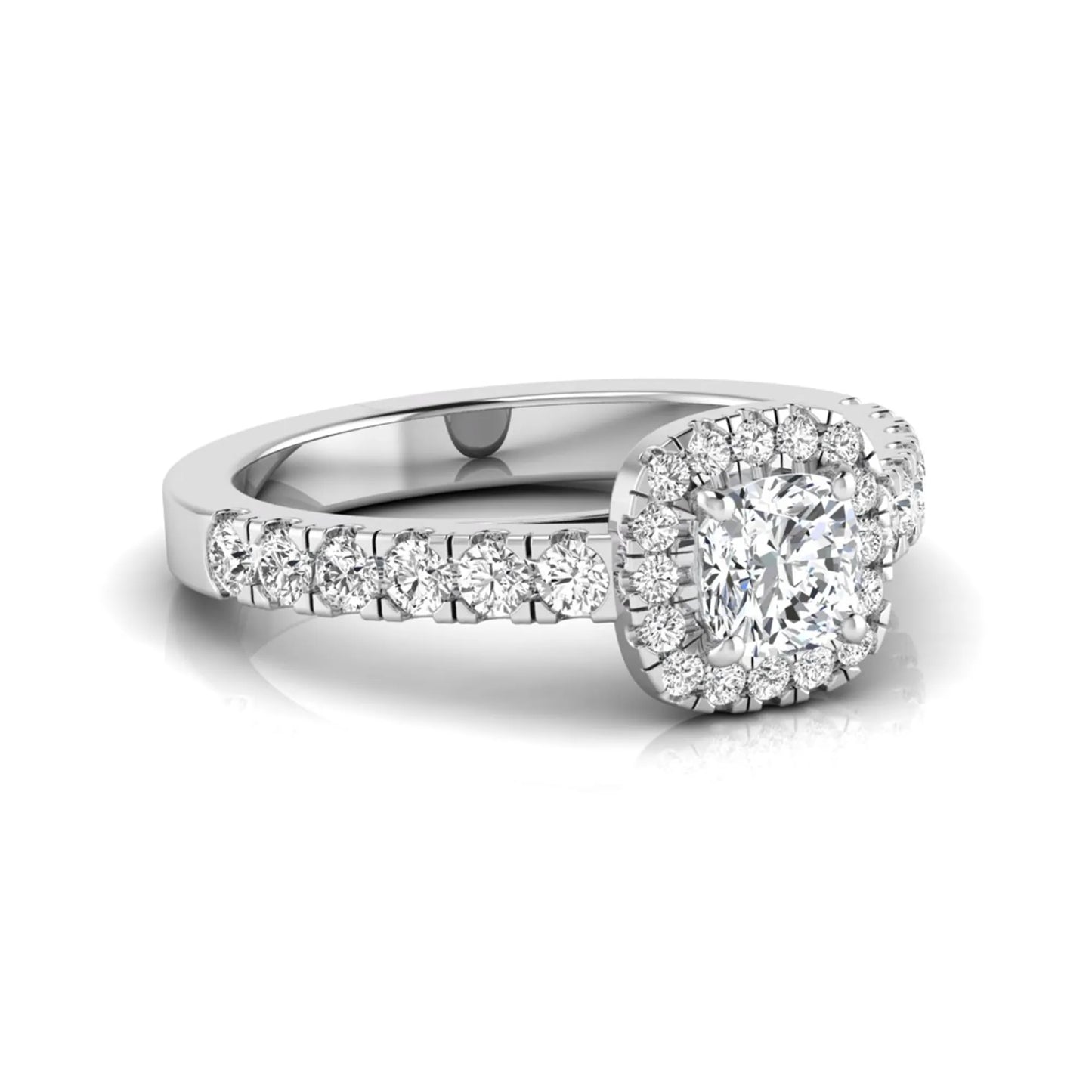 Cushion Cut Halo Lab Grown Diamond Engagement Ring