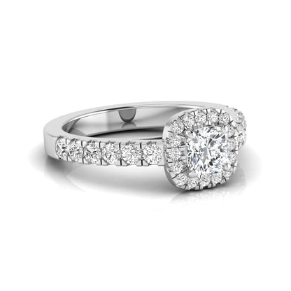 Cushion Cut Halo Lab Grown Diamond Engagement Ring