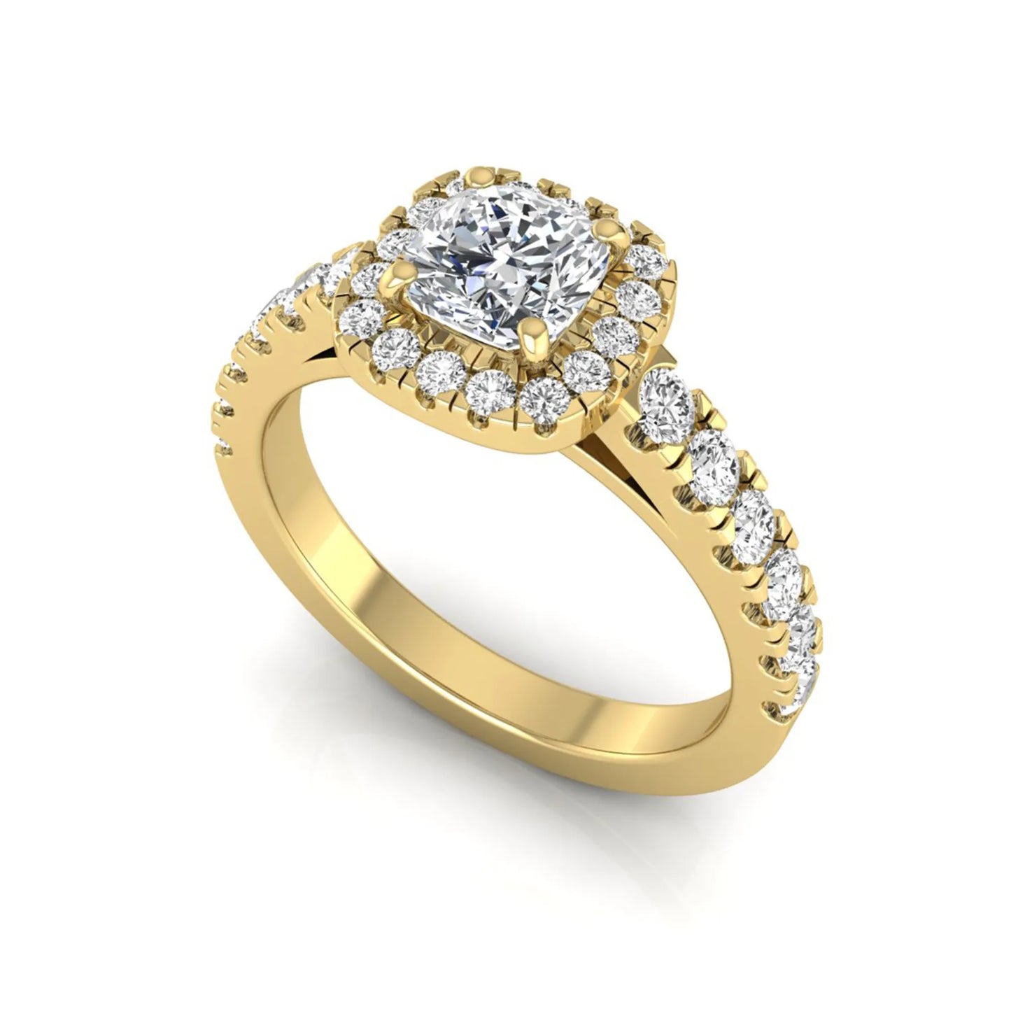 Cushion Cut Halo Lab Grown Diamond Engagement Ring