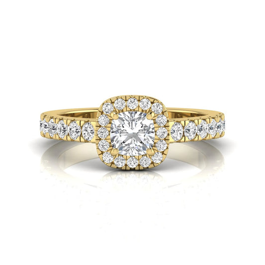 Cushion Cut Halo Lab Grown Diamond Engagement Ring