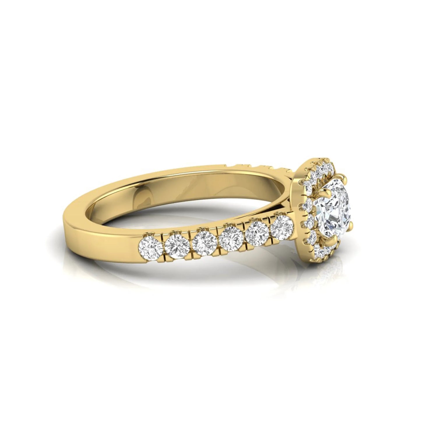 Cushion Cut Halo Lab Grown Diamond Engagement Ring