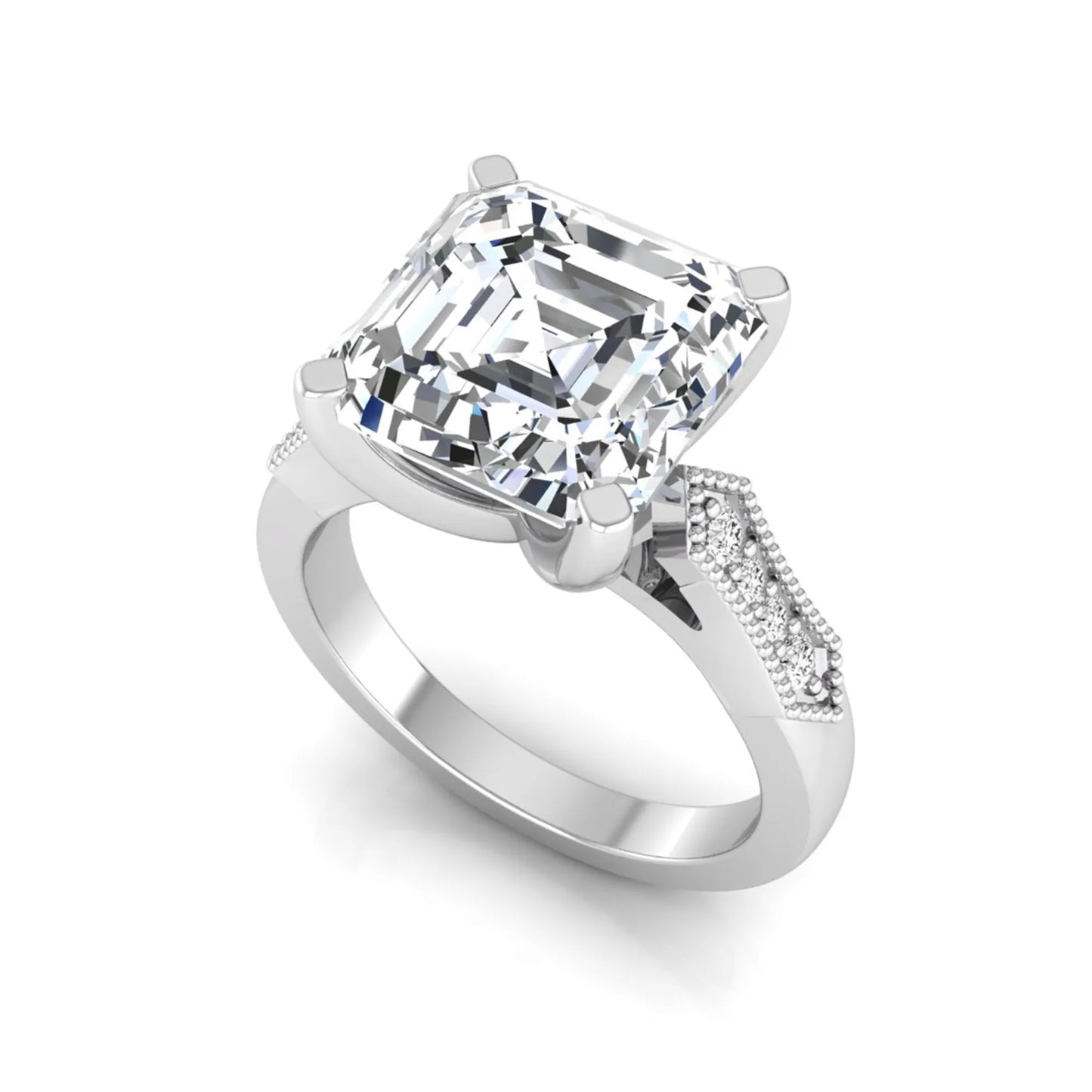 Princess Cluster Prong Set Lab Grown Diamond Engagement Ring