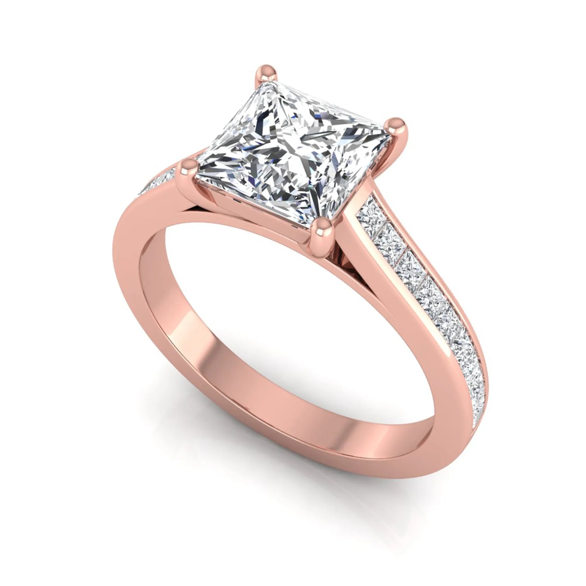Princess Cluster Prong Set Lab Grown Diamond Engagement Ring