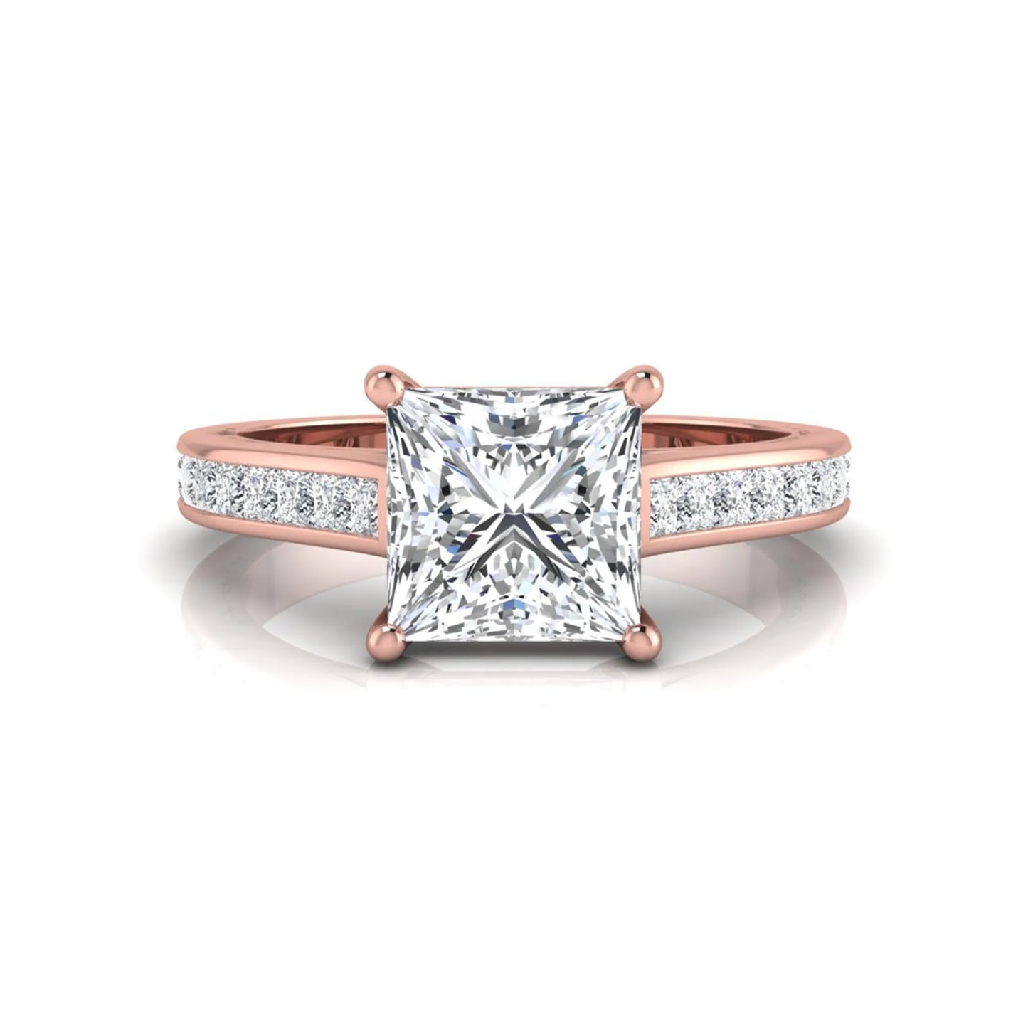 Princess Cluster Prong Set Lab Grown Diamond Engagement Ring