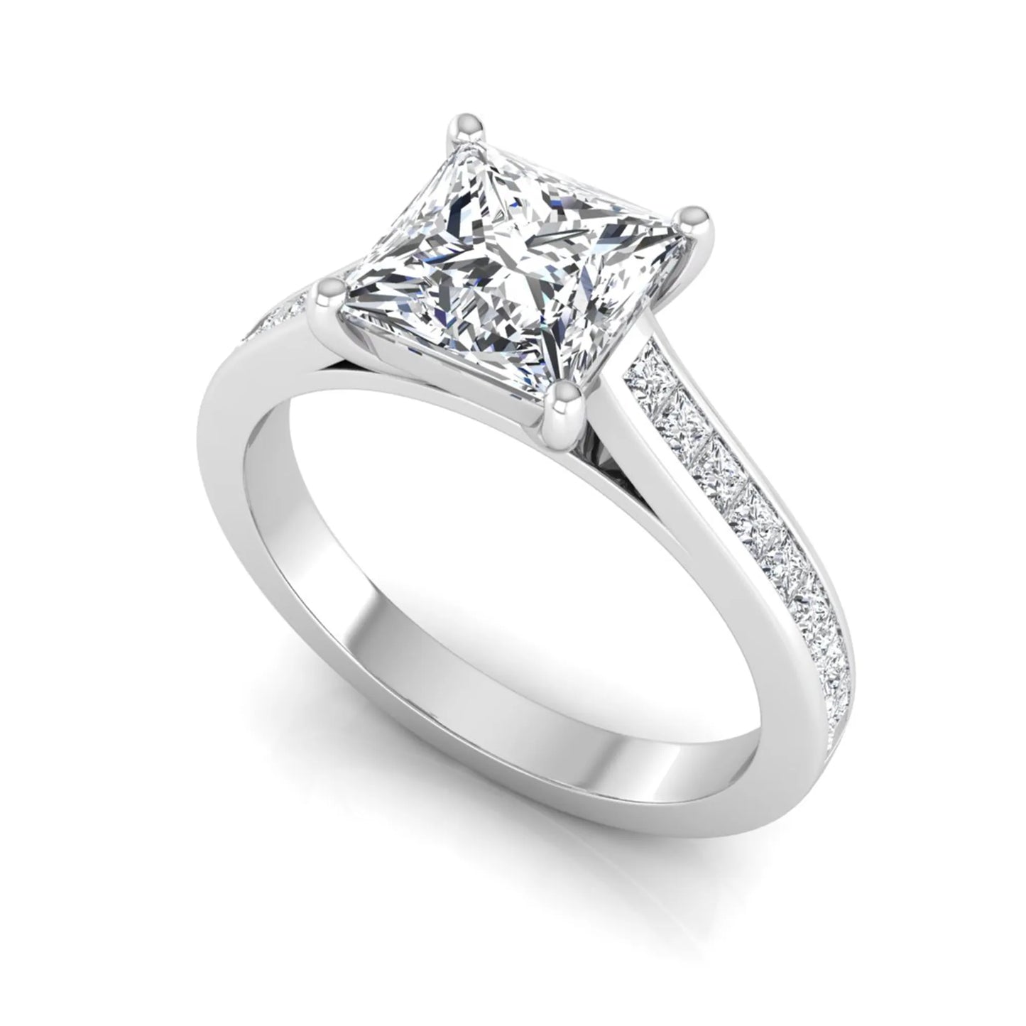Princess Cluster Prong Set Lab Grown Diamond Engagement Ring
