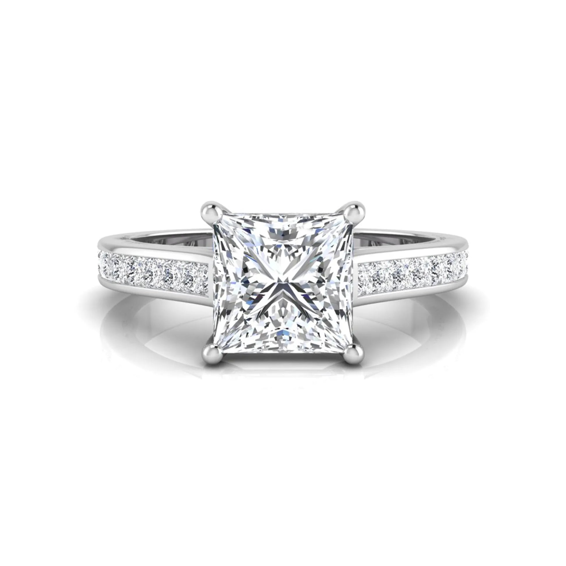 Princess Cluster Prong Set Lab Grown Diamond Engagement Ring