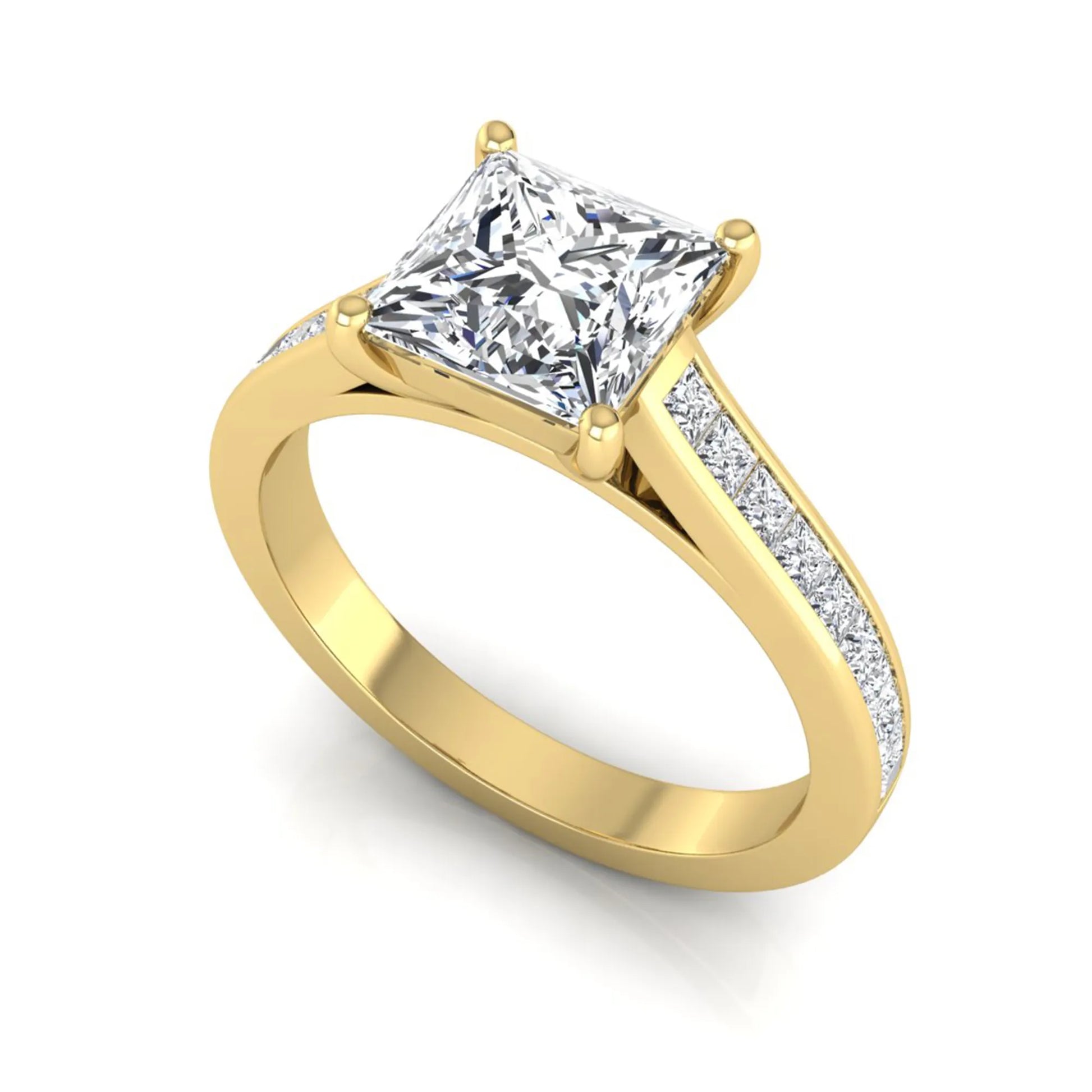 Princess Cluster Prong Set Lab Grown Diamond Engagement Ring