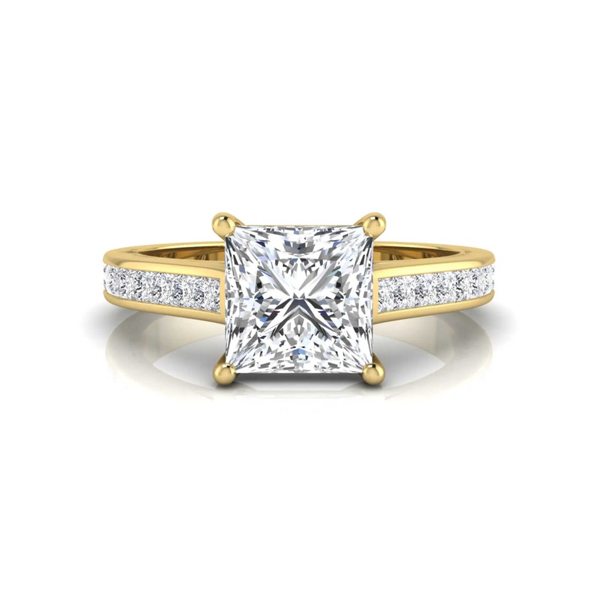 Princess Cluster Prong Set Lab Grown Diamond Engagement Ring