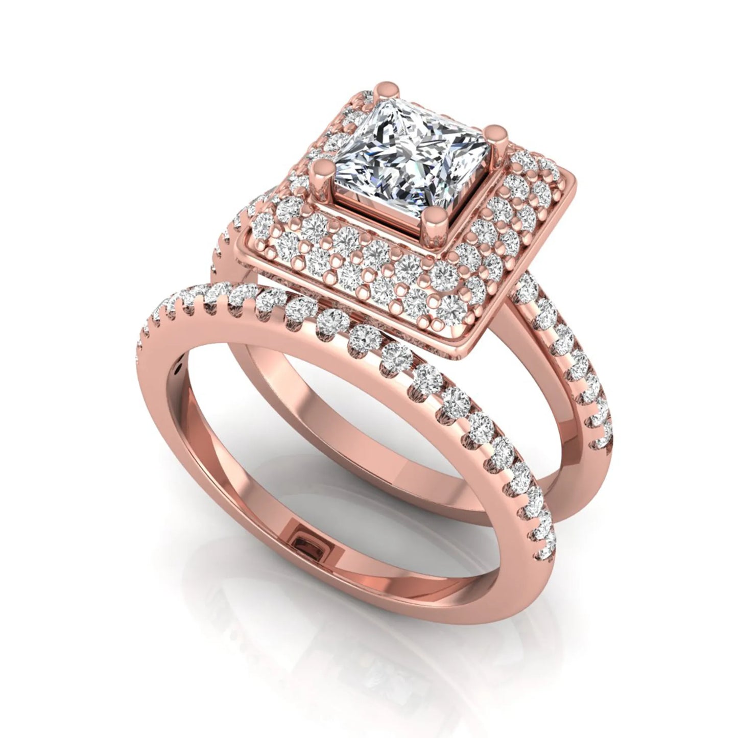 Princess Cluster Prong Set Lab Grown Diamond Engagement Ring