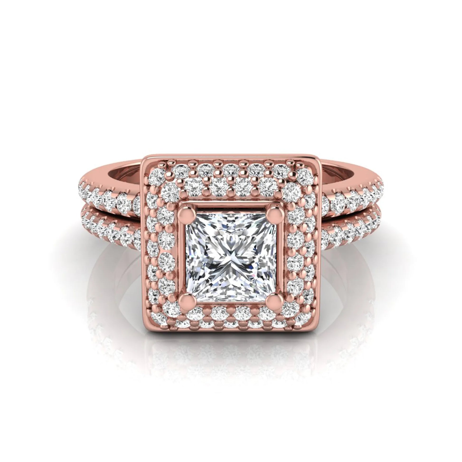 Princess Cluster Prong Set Lab Grown Diamond Engagement Ring