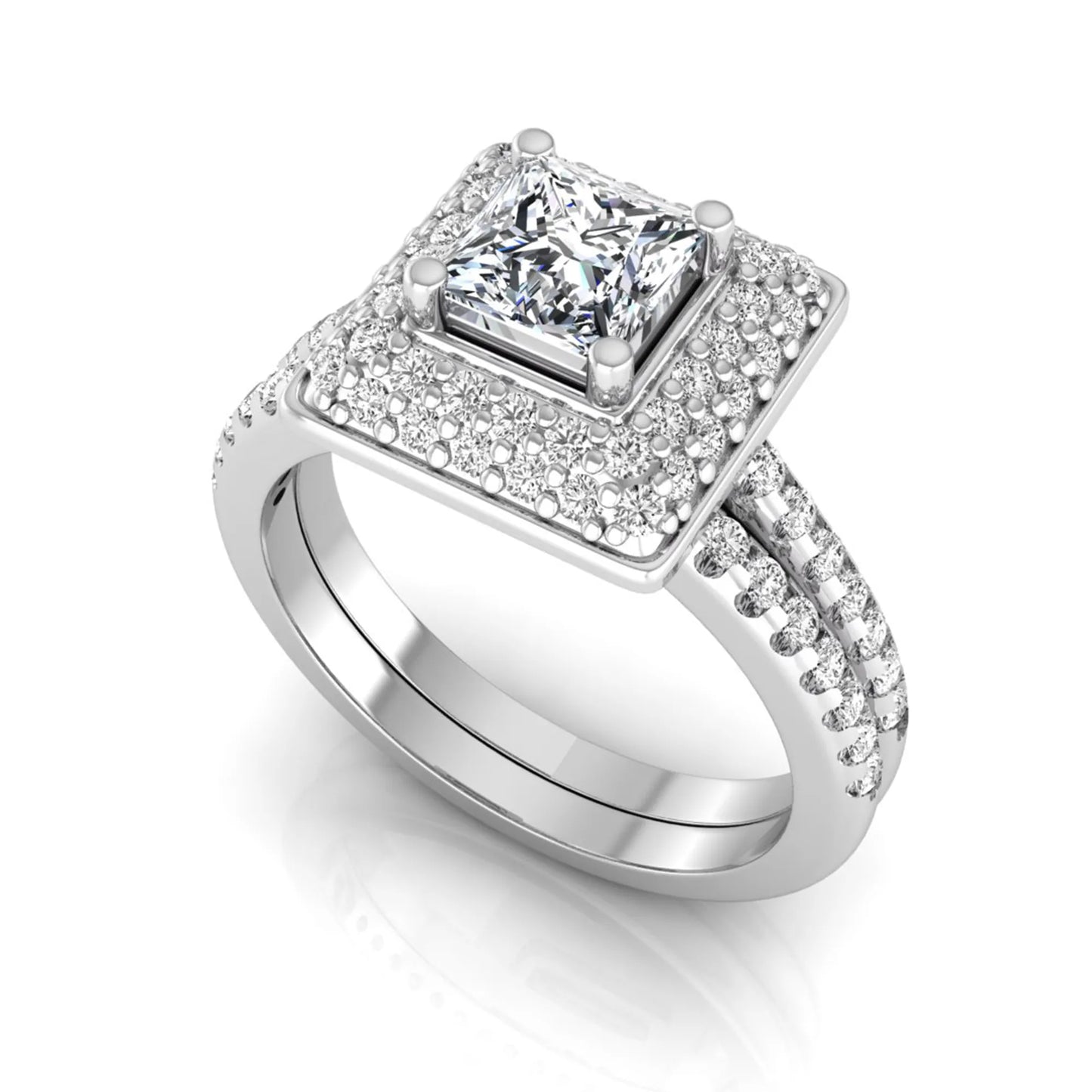 Princess Cluster Prong Set Lab Grown Diamond Engagement Ring
