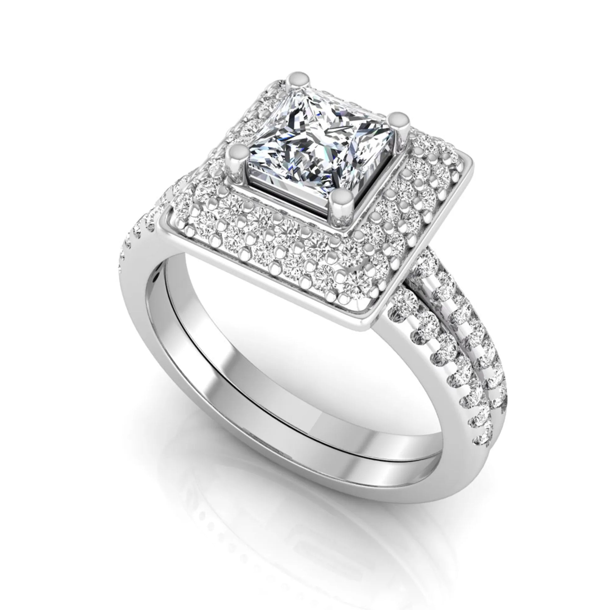 Princess Cluster Prong Set Lab Grown Diamond Engagement Ring