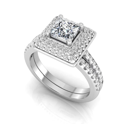 Princess Cluster Prong Set Lab Grown Diamond Engagement Ring