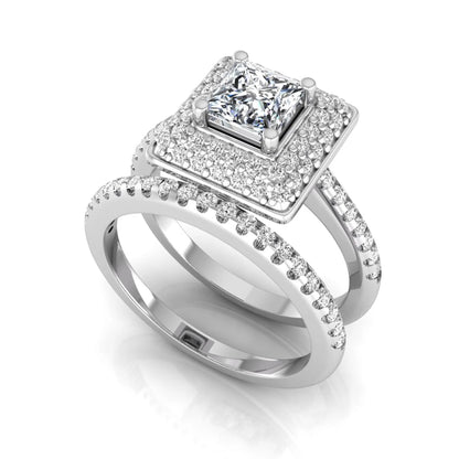 Princess Cluster Prong Set Lab Grown Diamond Engagement Ring