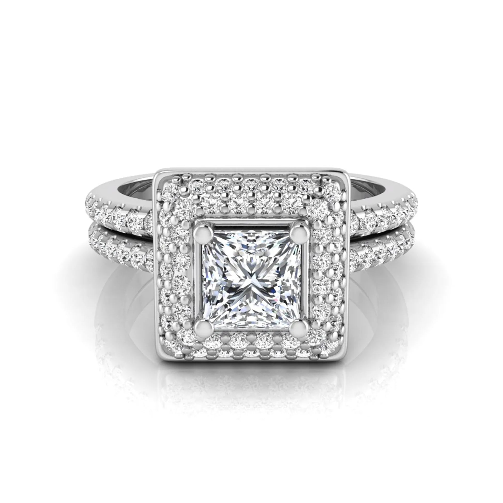 Princess Cluster Prong Set Lab Grown Diamond Engagement Ring