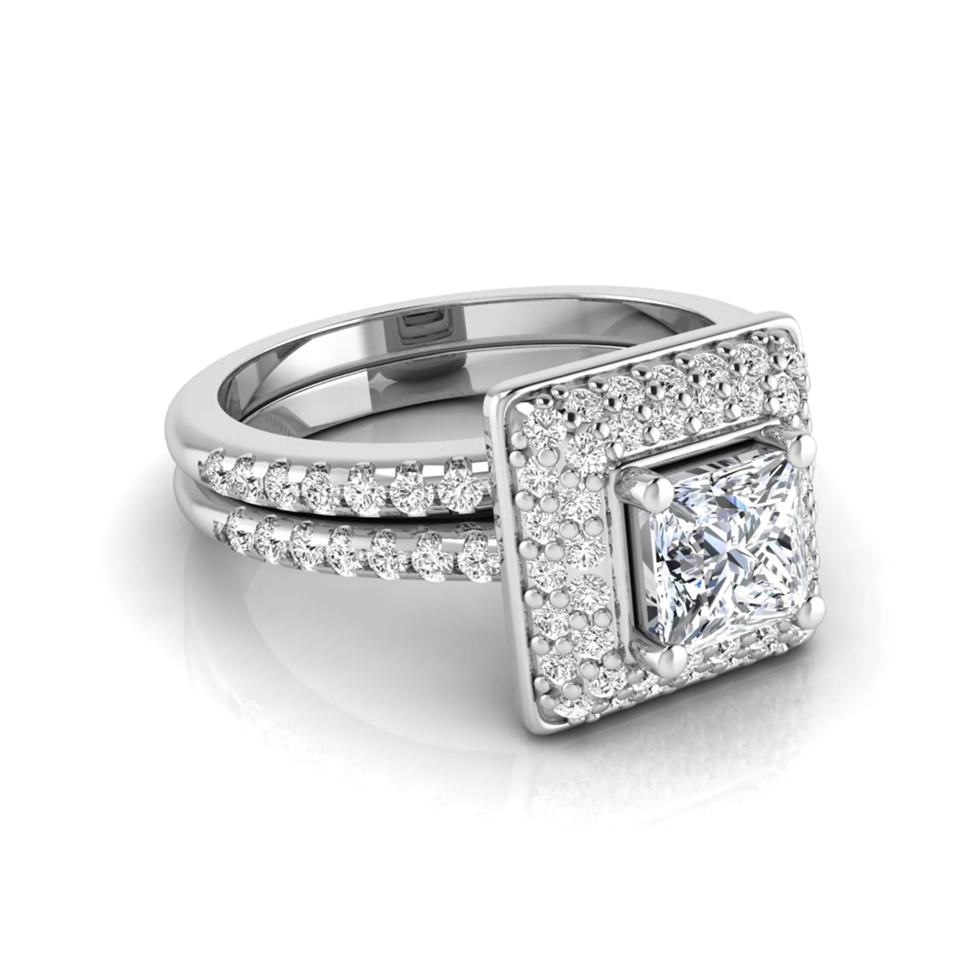 Princess Cluster Prong Set Lab Grown Diamond Engagement Ring
