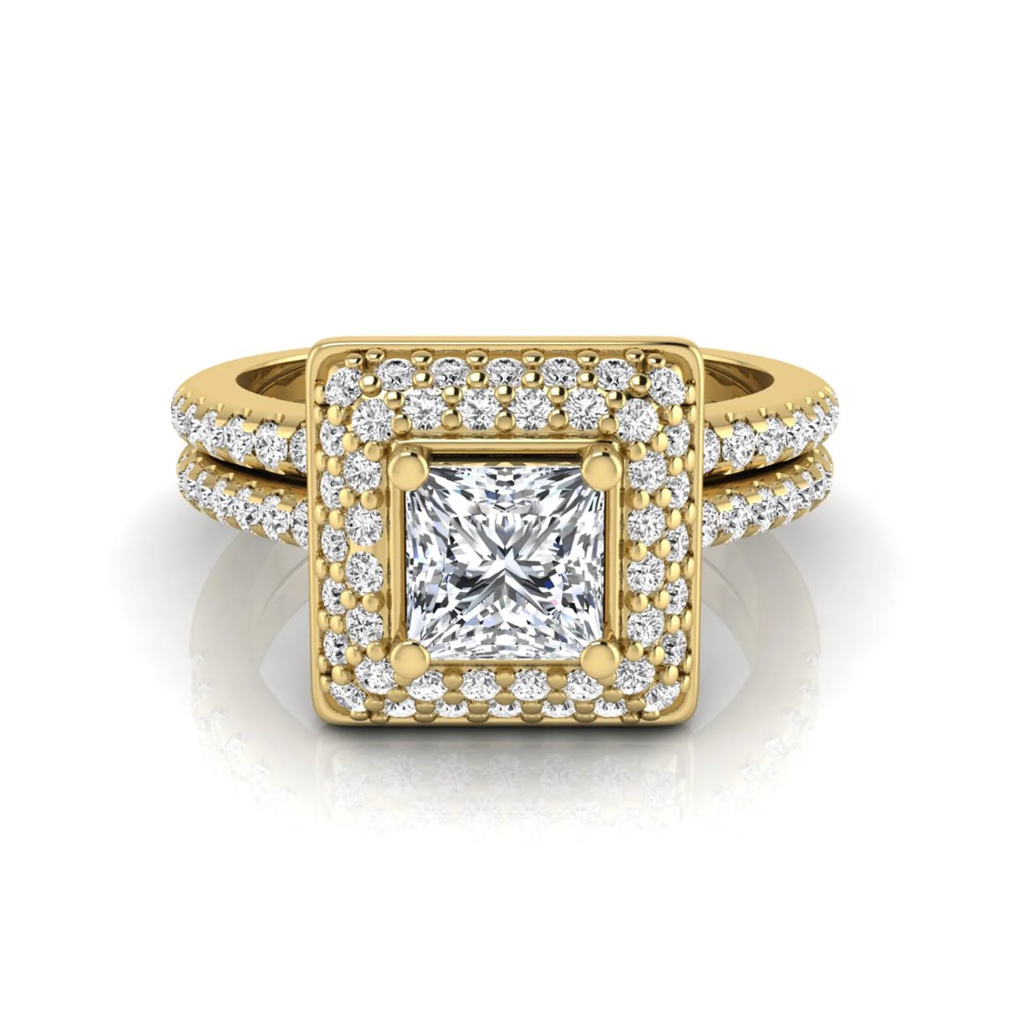 Princess Cluster Prong Set Lab Grown Diamond Engagement Ring